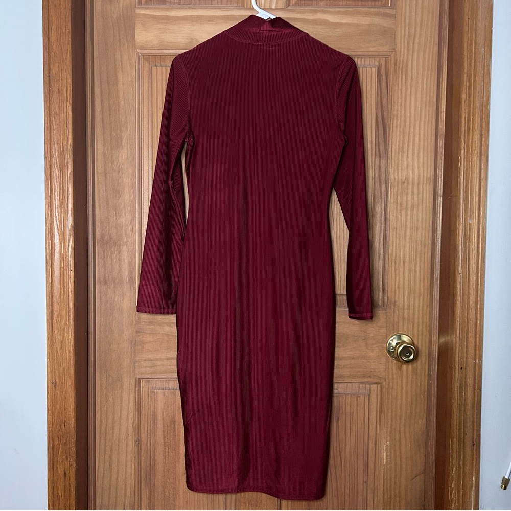 Fashion Nova Red Long Sleeve Burgundy Dress - Picture 2 of 5